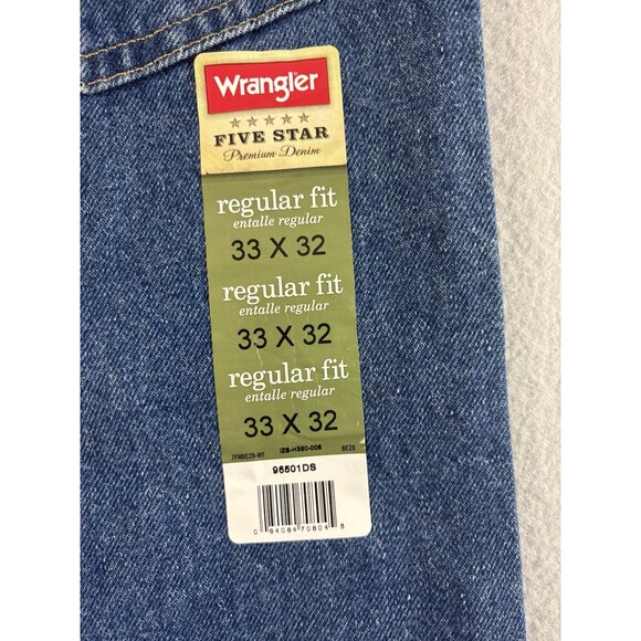 Wrangler Mens Jeans 33x32 Blue Dark Wash Five Star U Shape Regular Fit 96501DS - Picture 3 of 12